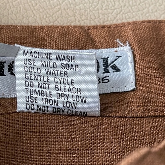 Vintage 80s Linen Safari Shirt Dress Tan Belted Utility Style | Size M | NWT - Picture 9 of 11